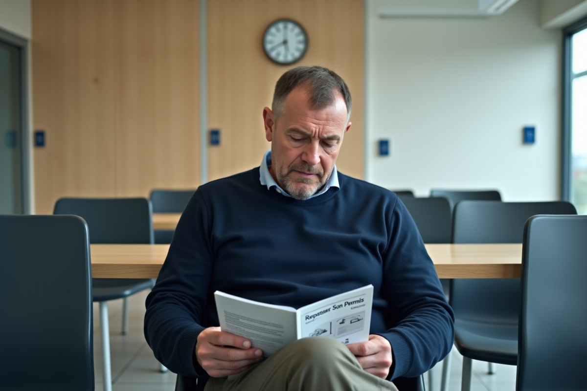 Homme assis dans une salle d