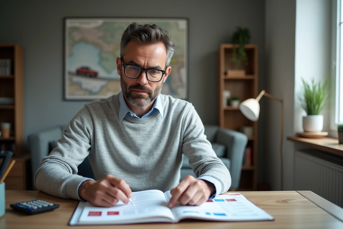 Homme lisant un tableau de conversion vitesse en intérieur