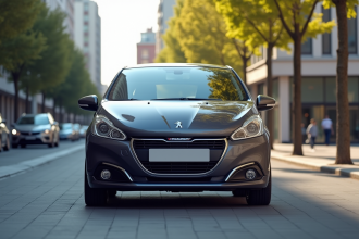 Peugeot 208 moderne en ville en journée