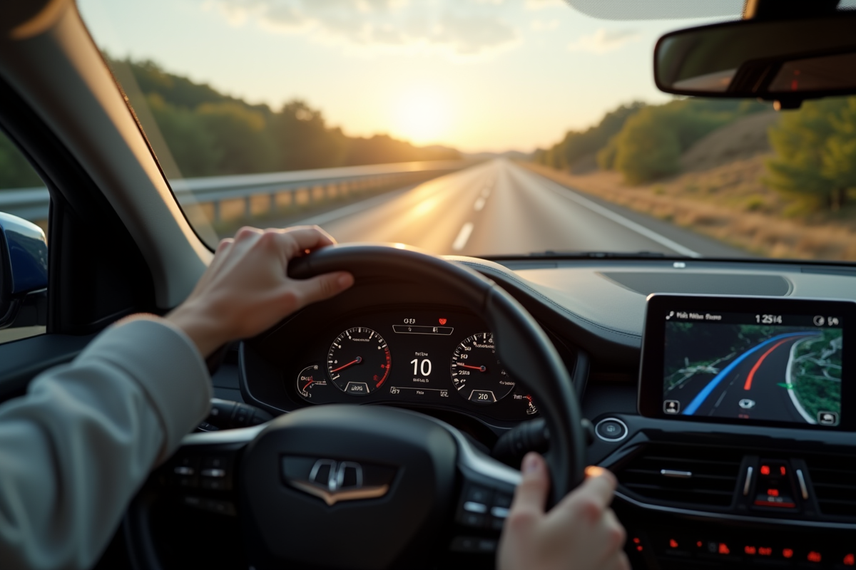 Tableau de bord voiture avec GPS conversion miles km