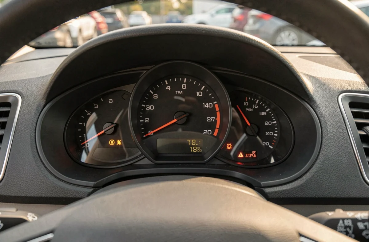 Voyant de pression des pneus allumé sur le tableau de bord d'une Seat Ibiza